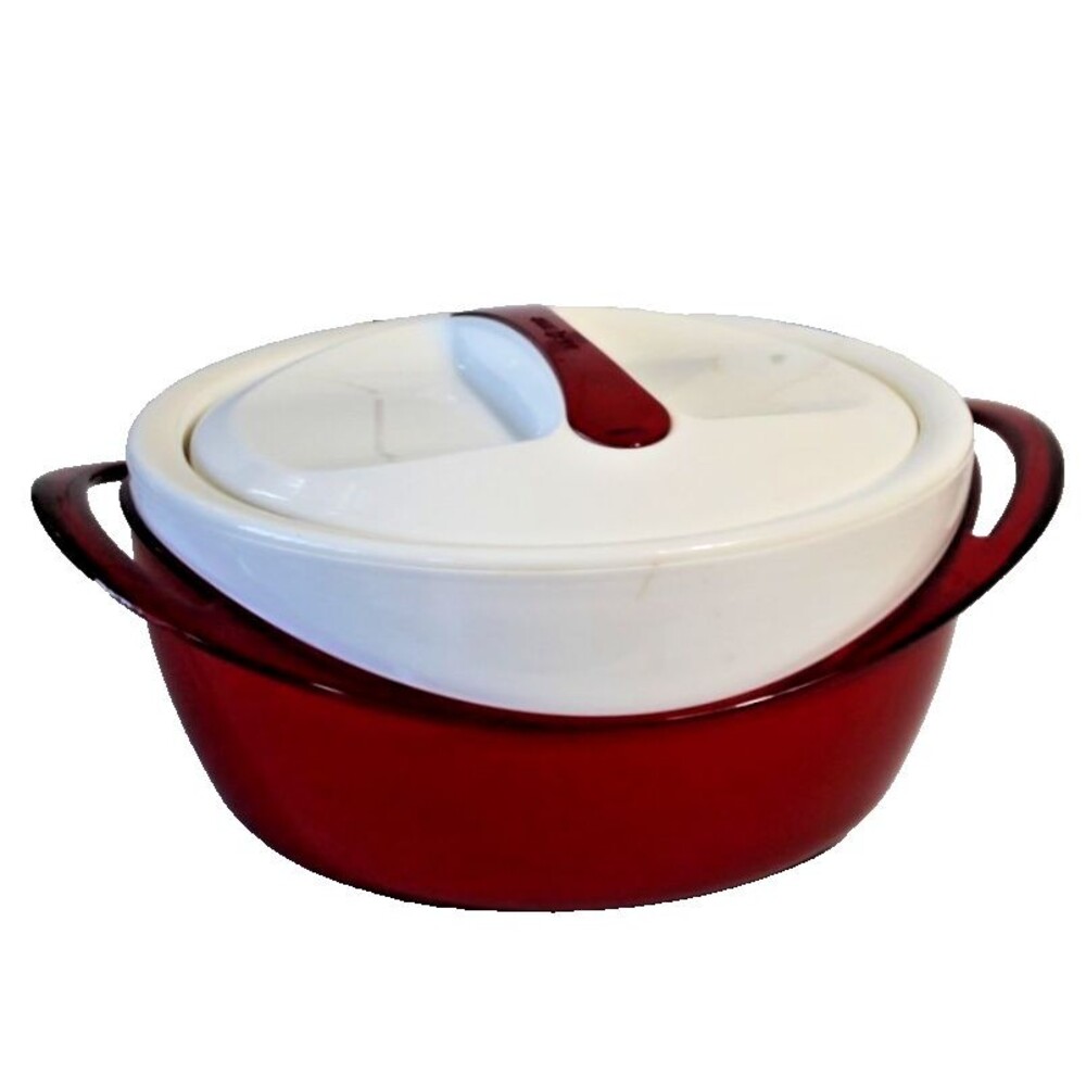 Pinnacle Insulated Casserole Dish w/Lid 3.6 qt Red & White Food Warmer